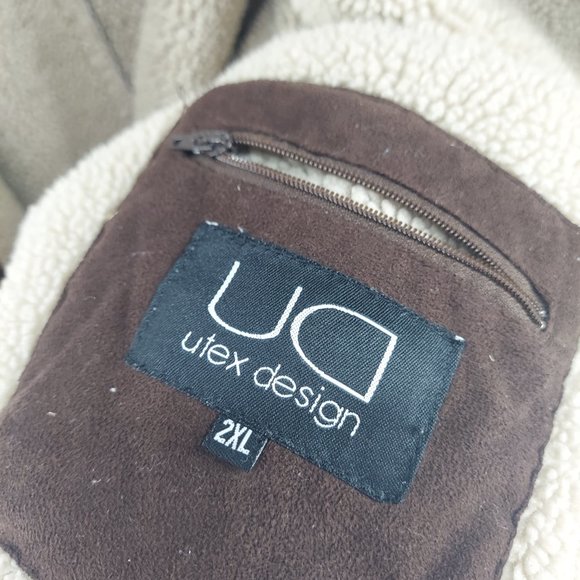 Utex Design Faux Suede Sherpa Winter Coat size 2XL - Picture 2 of 10